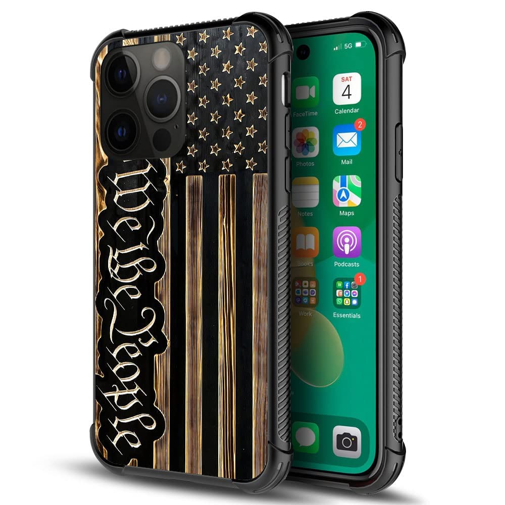 Daizag Compatible With Case For Iphone 14 Plus, We The People Usa Flag Wood Grain American Flag Iphone 14 Plus Cases For Man Wom