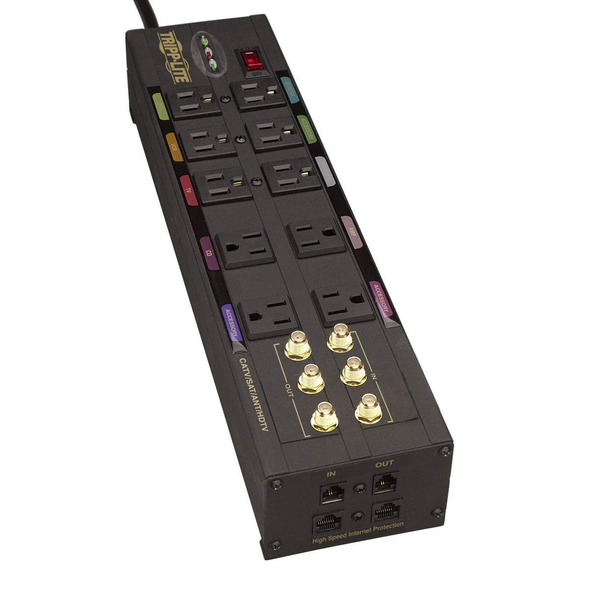 Home Theater Isobar Surge Protector 10 Outlet Rj11 Rj45 Coax