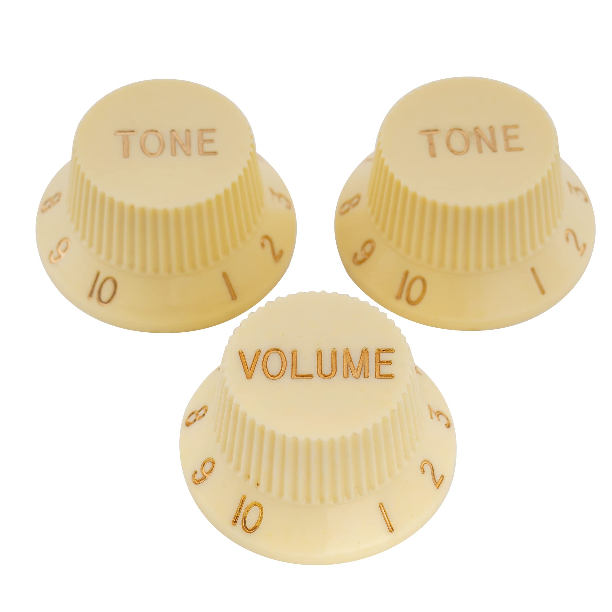 Musiclily Pro Imperial Inch Size 1 Volume 2 Tone Stratocaster Knobs Set for USA Made Strat Style Electric Guitar, Cream