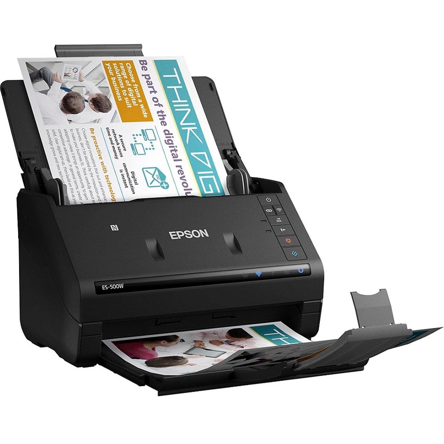 Epson Workforce Es 500W Wireless Color Duplex Document Scanner For Pc And Mac, Auto Document Feeder (Adf)
