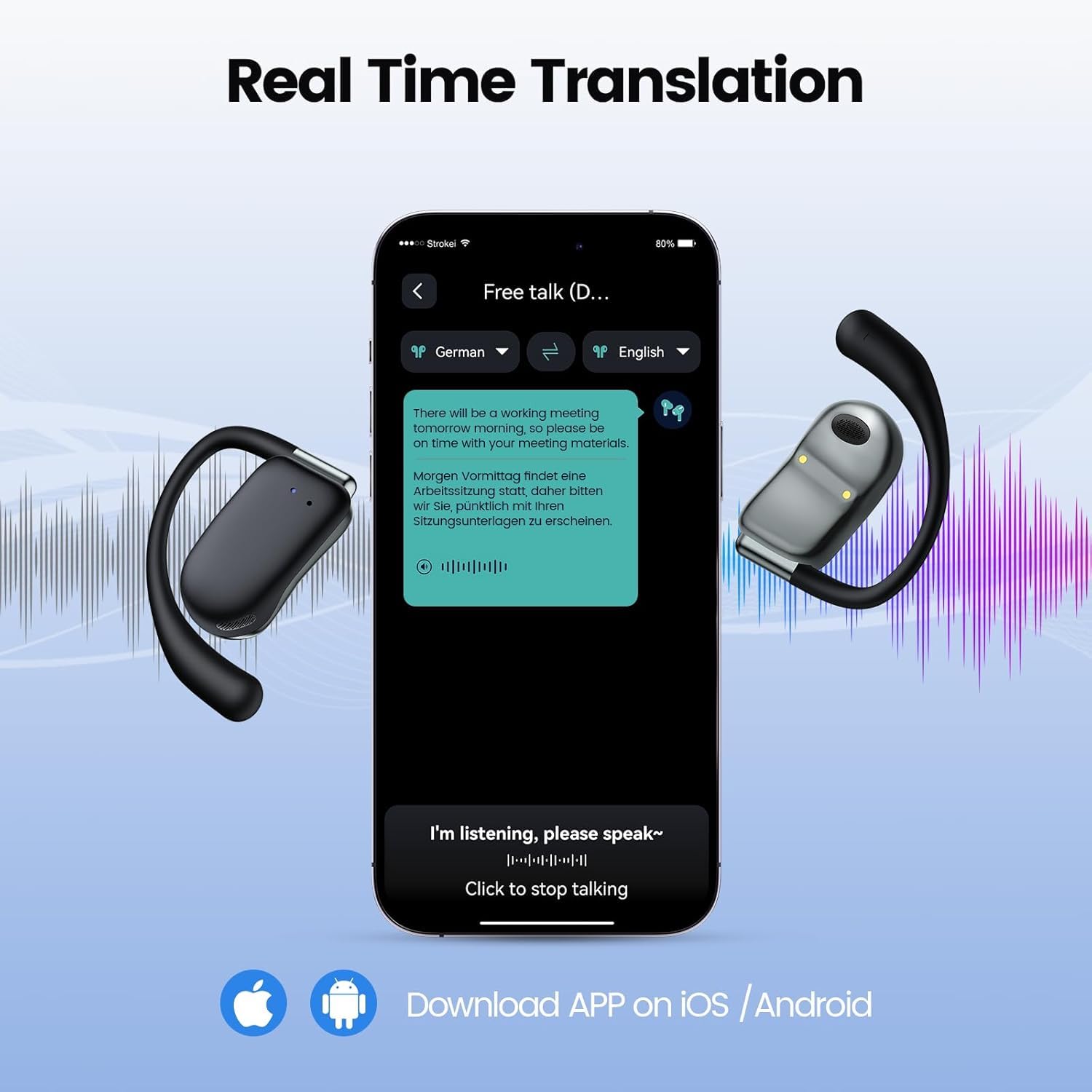 Ai Translation Earbuds Real Time 164 Language Translator Earbuds With 80H Playtime 4 In 1 Audifonos Traductores Ingl  S Espaol N
