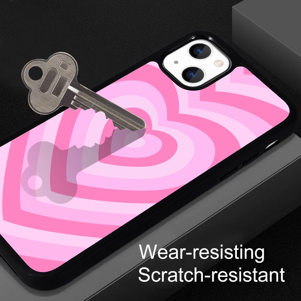 Idocolors Pink Love Heart Coffee Latte Printed Case For Iphone 13 Mini,Cute Abstract Painting Art Design Soft Tpu Hard Back Shoc