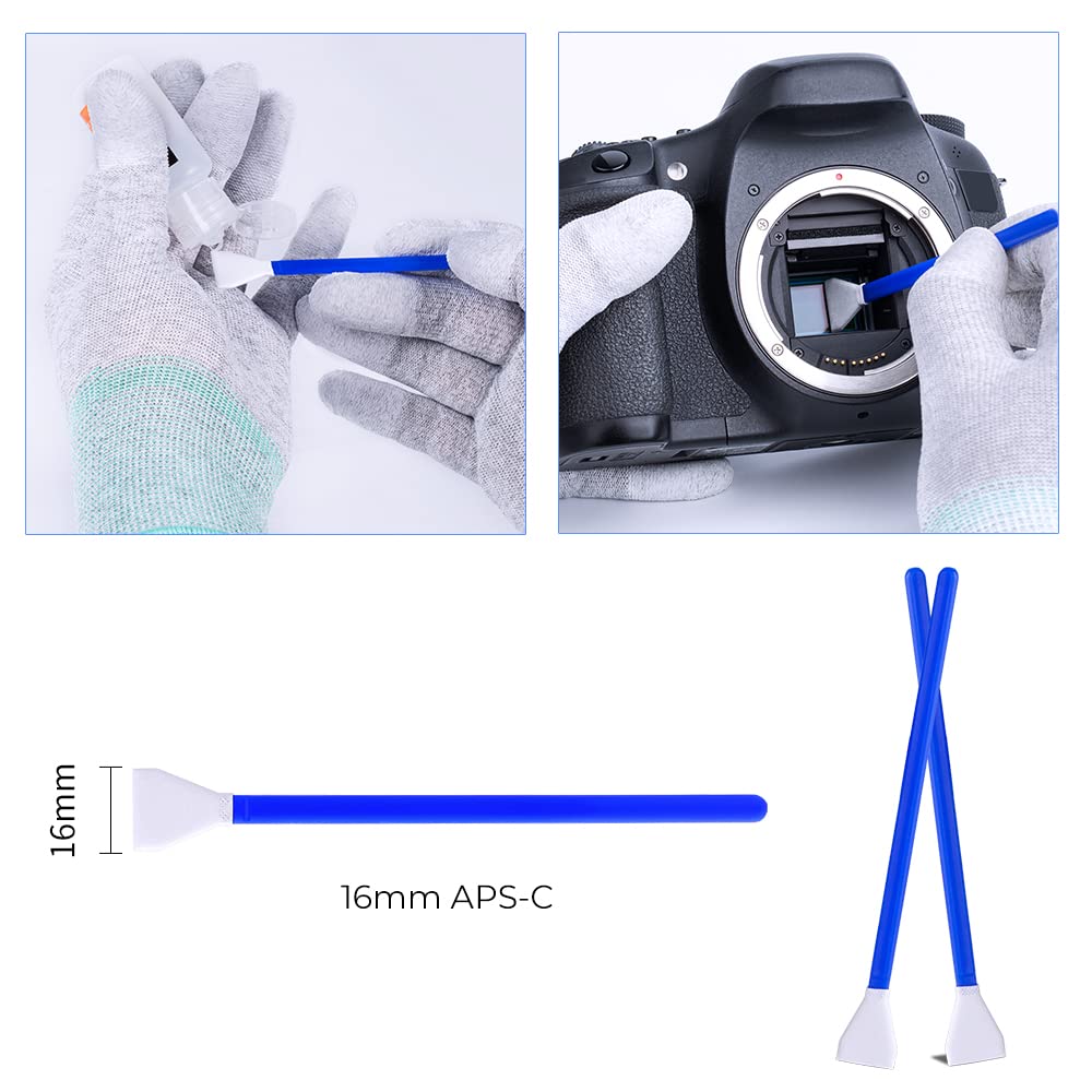 K&F Concept Aps C Sensor Cleaning Kit   16Pcs Sensor Cleaning Swabs, 20Ml Sensor Cleaner & Gloves, Camera Lens Cleaning Kit For