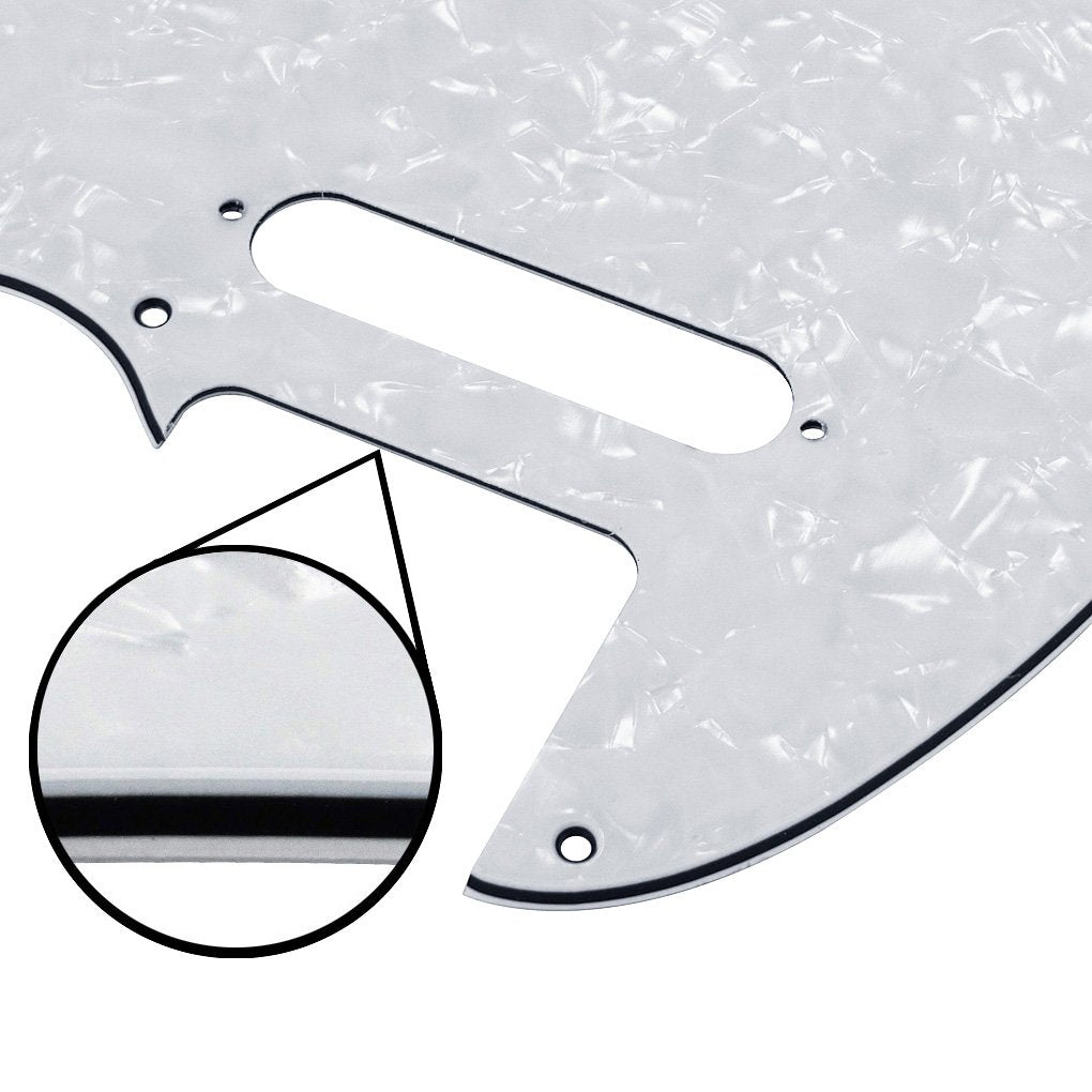 Fleor 8 Hole Tl Pickguard Scratch Plate With Pickguard Screws Set Fit Usa/Mx Standard Tl Style Pickguard Replacement, 4Ply White