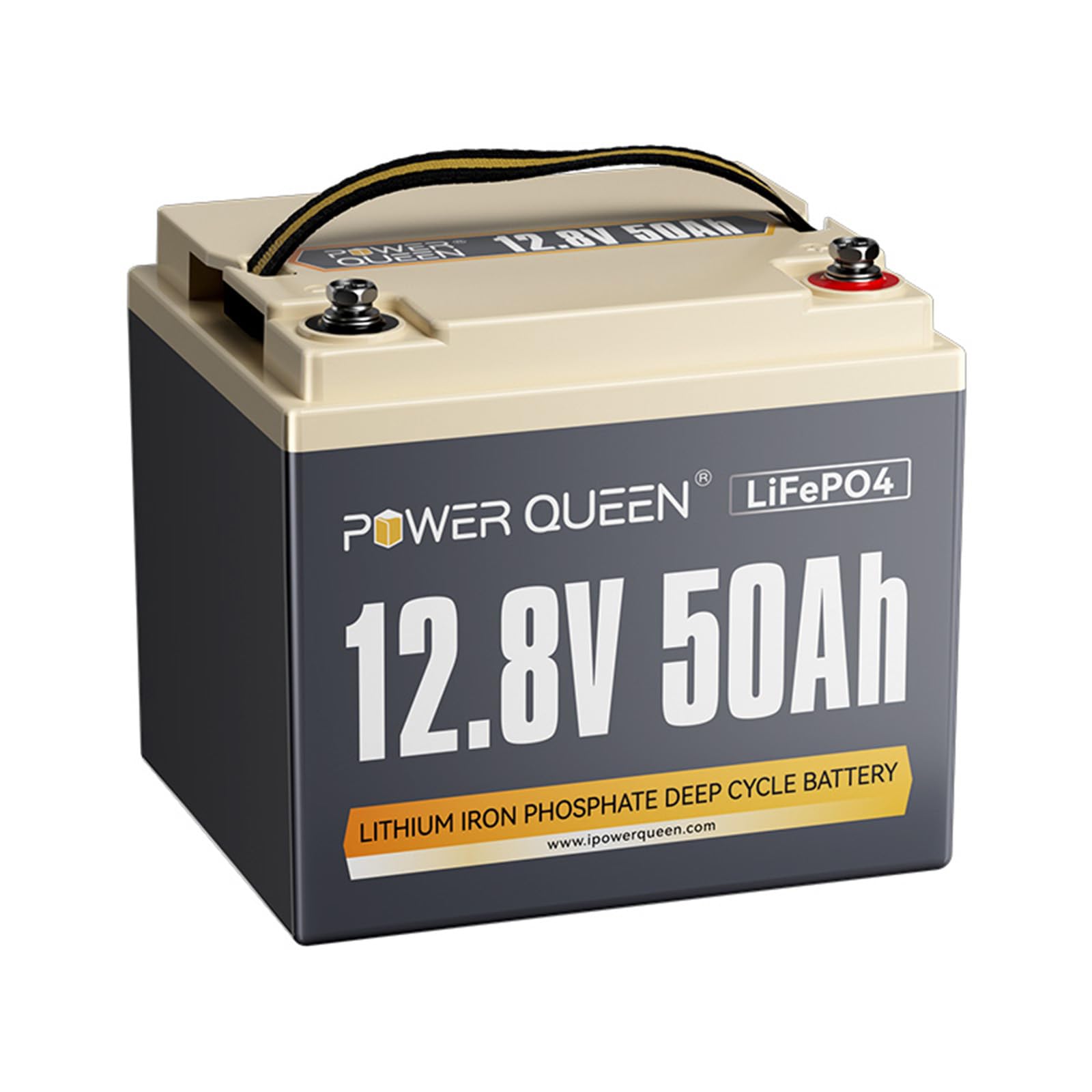 Power Queen 12V 50Ah LiFePO4 Lithium Battery, Portable Deep Cycle Lithiumn Battery with 640Wh Energy, 50A BMS,15000+ Cycles for 