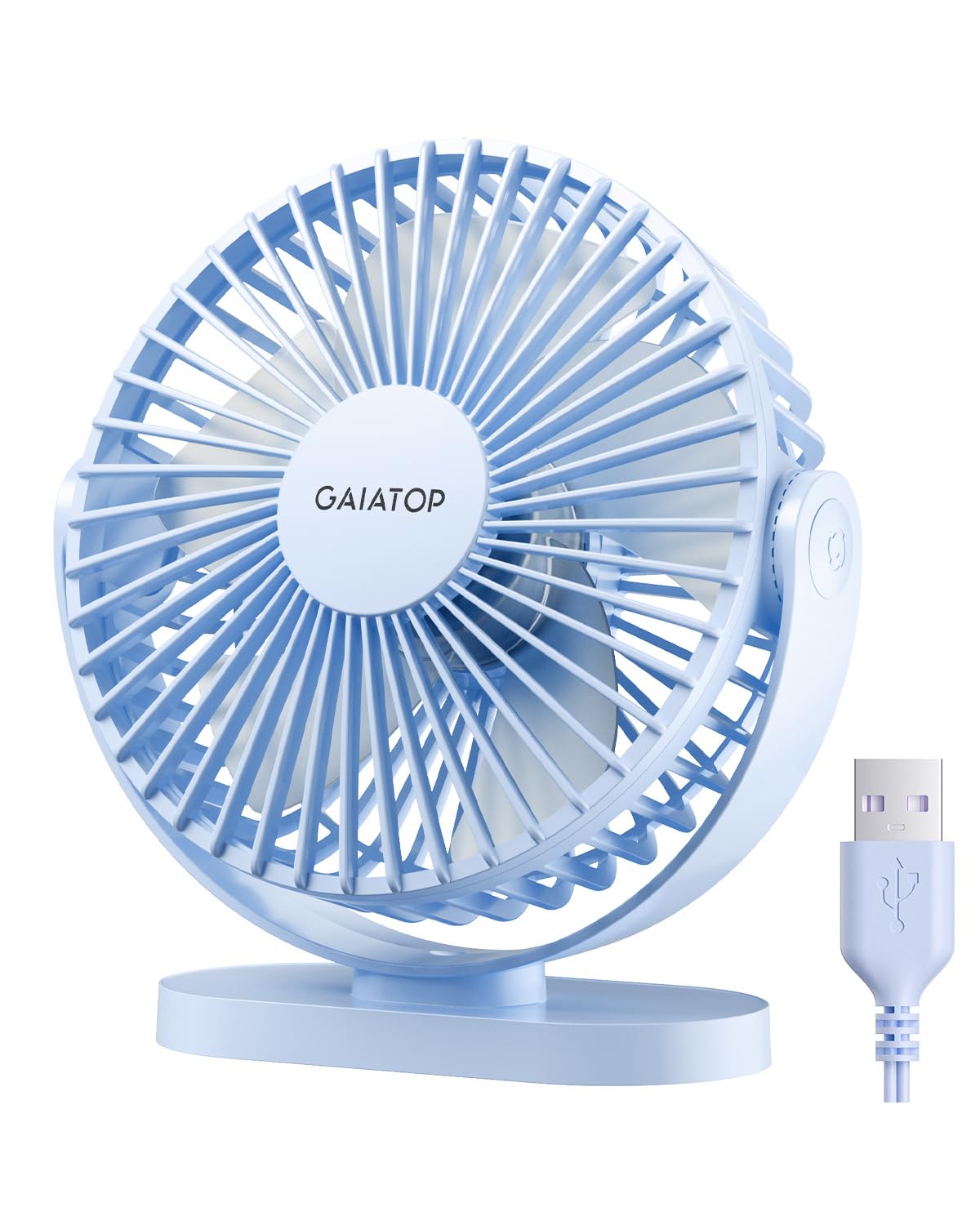 Gaiatop Usb Desk Fan, 3 Speeds Powerful Portable Fan, 5.5 Inch Quiet Cooling Mini Fan, 90 Rotate Small Table Fan With 5Ft Cable 