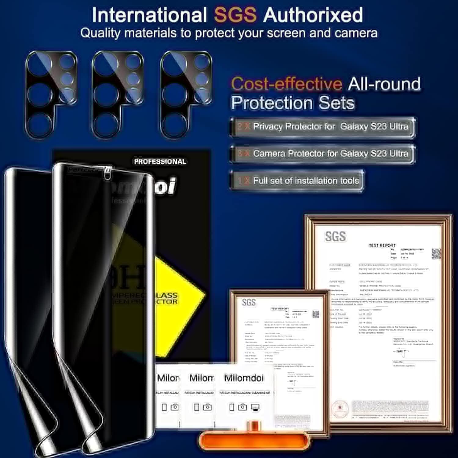 Milomdoi [2+3Pack For Samsung Galaxy S23 Ultra Privacy Screen Protector [Not Glass] Accessories 2 Pack Film Privacy Screen For S