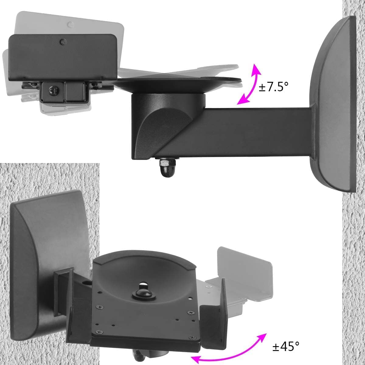 Suptek Speaker Wall Mounts, Dual Speaker Stands For Surround Sound Speakers, Universal Speaker Bracket, Tilt Swivel Speaker Shel