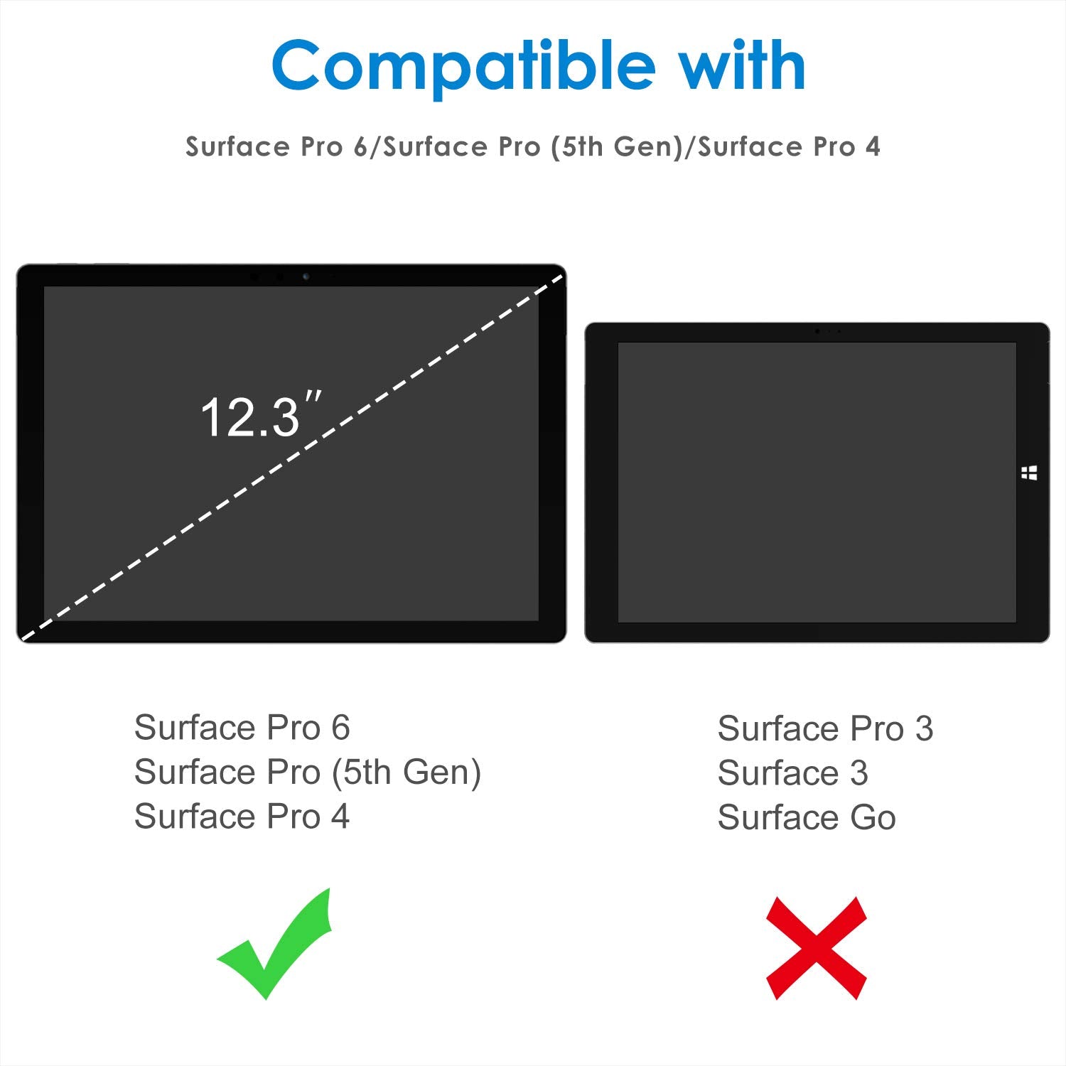 Jetech Screen Protector For Microsoft Surface Pro 6/5/4, Tempered Glass Film