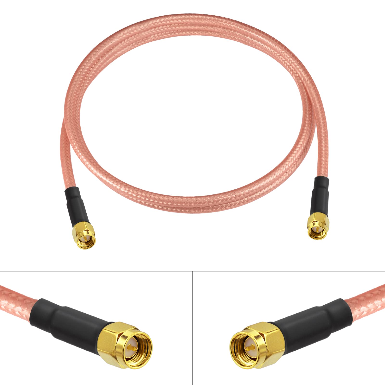 Eightwood Sma Male To Sma Male Cable Rg400 Low Loss Coax 3 Feet For 4G Lte Antenna, Wifi Antenna, Wireless Router, Ham Radio