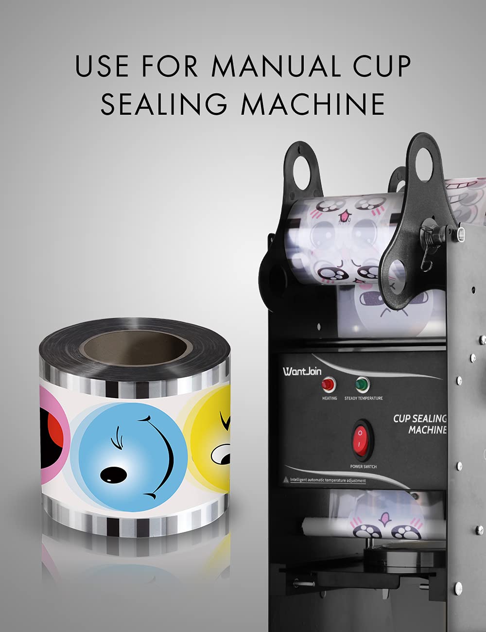 Wantjoin Cup Sealing Film Tea Cup Sealing Film Boba Cup Sealer Film 90 105 Mm 3000 Cups For Pp Plastic And Paper Cups, Light Blue