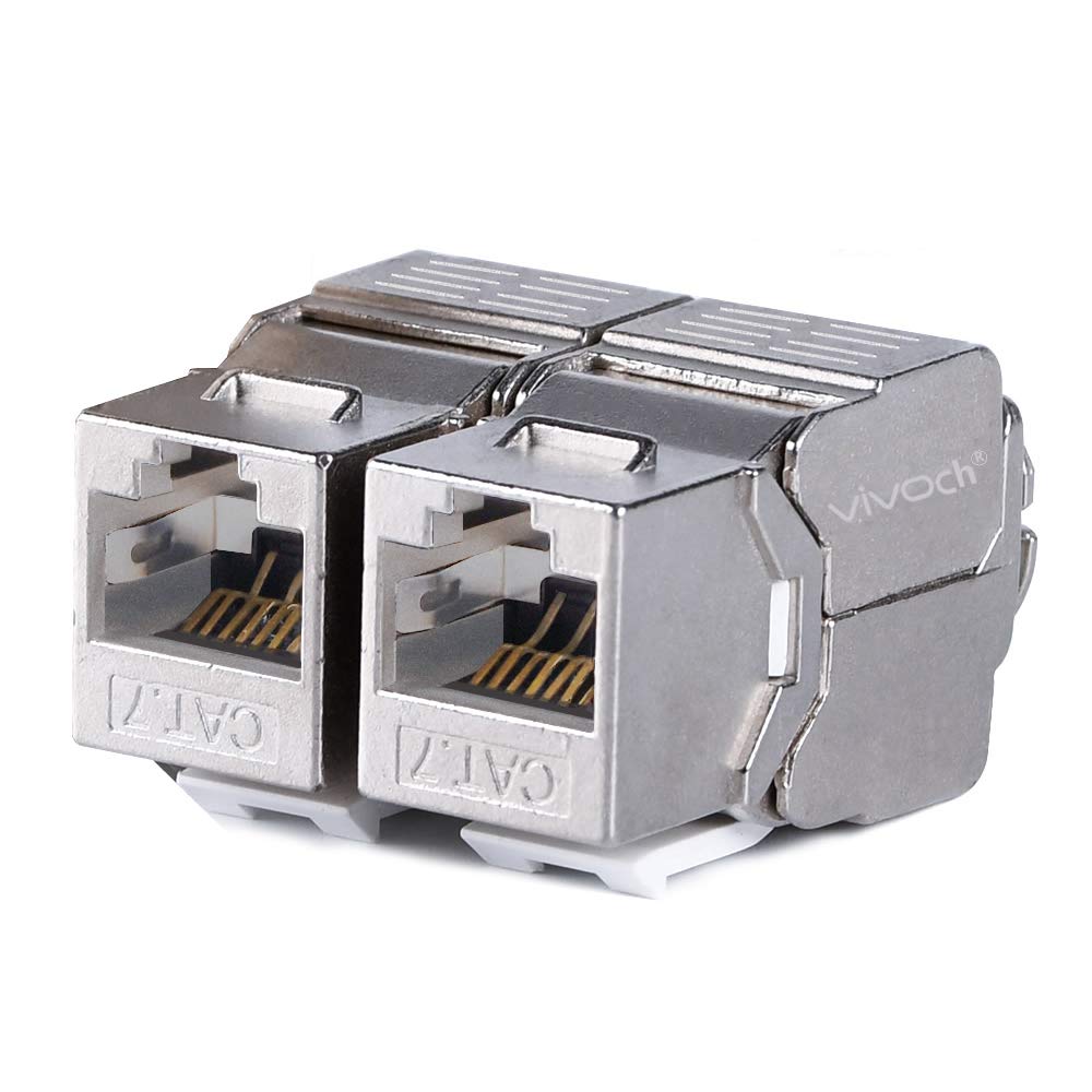 10 Pcs Cat7 Keystone Jack, Cat7 Rj45 Ftp Tool Less Type Zinc Alloy Module Shielded Keystone Jack Adapter 10 Gigabit Modular Jack