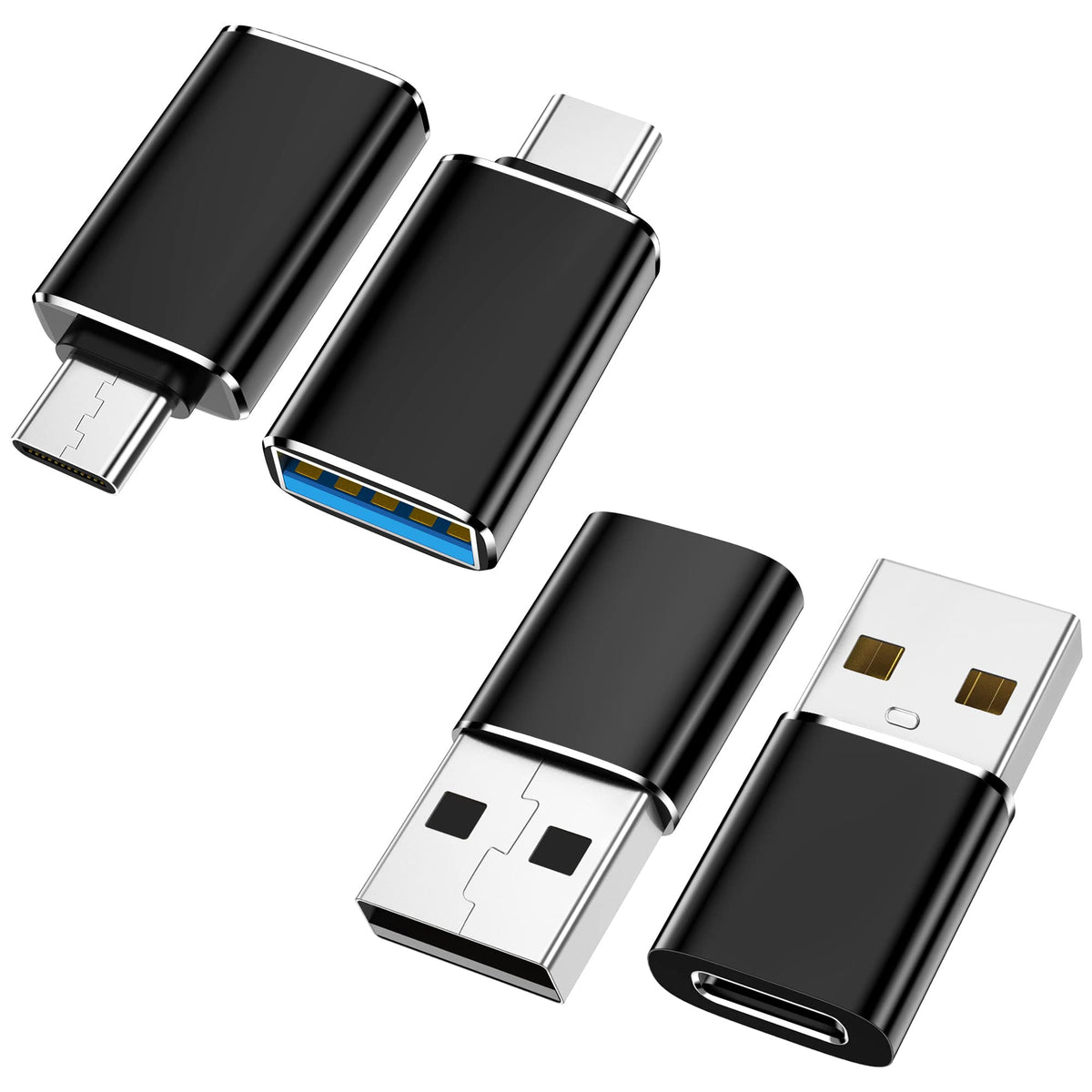 ???????? ???????????????? [4 Pack] Usb C To Usb Adapter (2 Pack)&Usb To Usb C Adapter (2 Pack) [Aluminum Shell] For Iphone/Pc/Sa