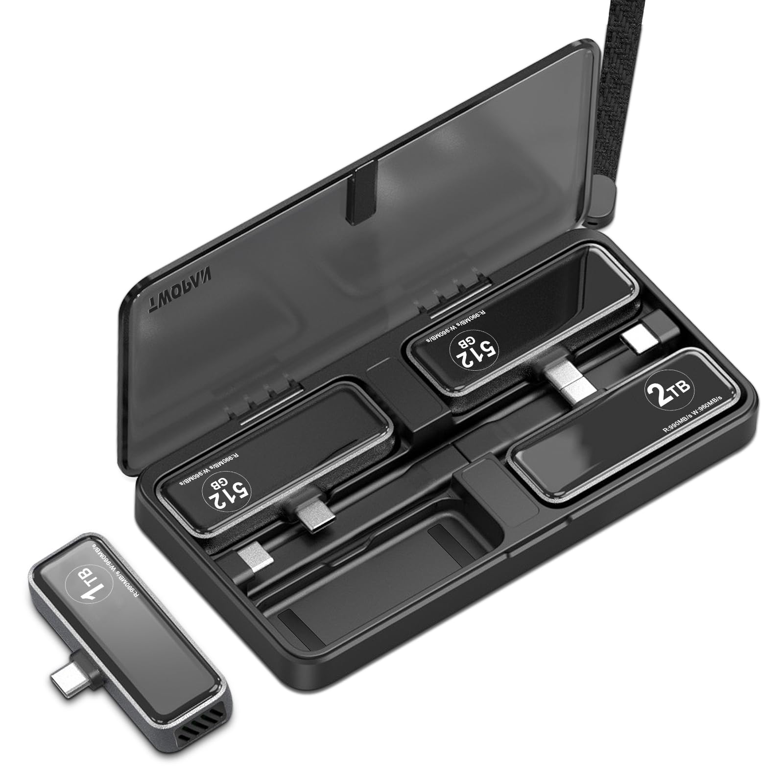 Twopan Portable Iphone Ssd Travel Case Protective Storage Cover, Compatible With Twopan MagSafe Iphone External Ssd Hard Drive
