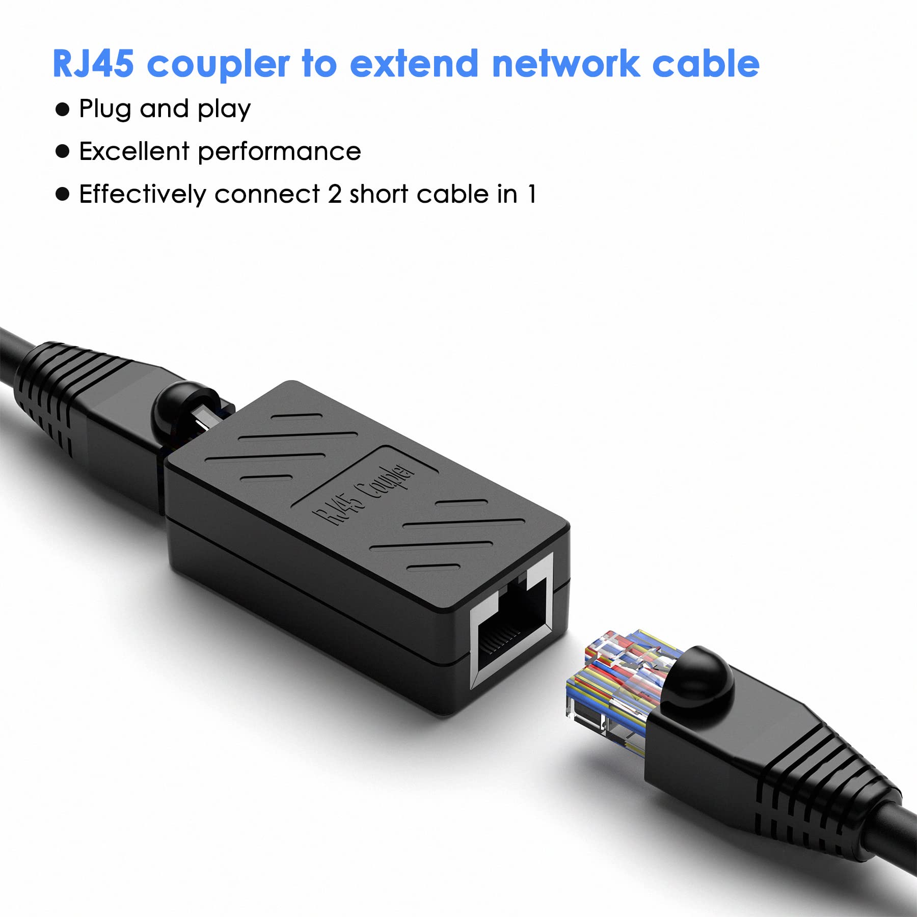 Dingsun Rj45 Coupler, Ethernet Extender, In Line Coupler Female To Female Ethernet Coupler For Cat7/ Cat6/ Cat5/ Cat5E Ethernet