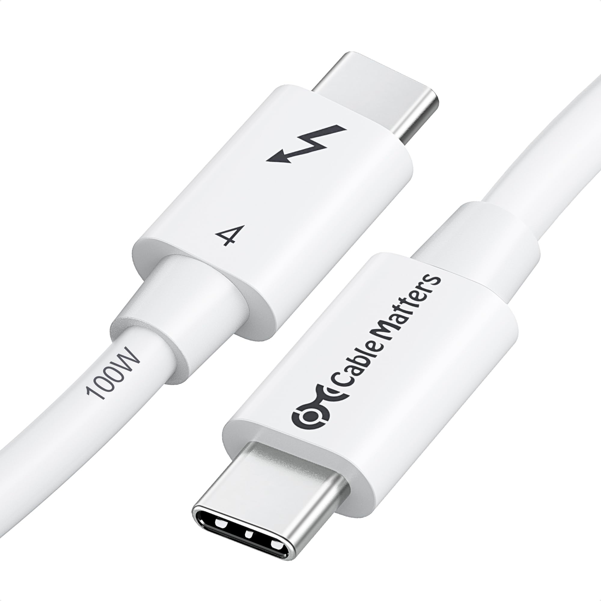 Cable Matters [Intel Certified] 40Gbps Thunderbolt 4 Cable 2.6ft with 8K Video and 100W Charging in White   0.8m, Compatible with USB4, Thunderbolt 3 Cable and USB C
