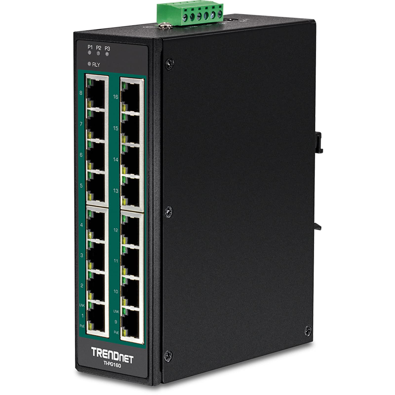 16-Port Hardened Industrial Gigabit Poe+ Din-Rail Switch