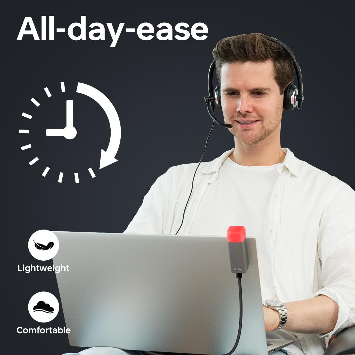 Blucalm Wired Headset With Busylight Indicator, Noise Canceling Headphones With Microphone/Status Light, Usb Black On Ear Comput