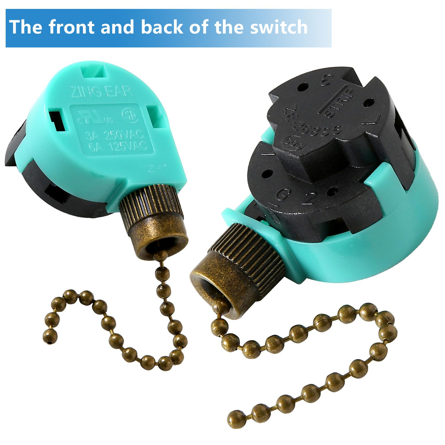 3 Speed Fan Switch Ze 268S6 4 Wire Ceiling Fan Switch Control Switch Compatible With Hunter Ceiling Fans, Cabinet Light, Wall La