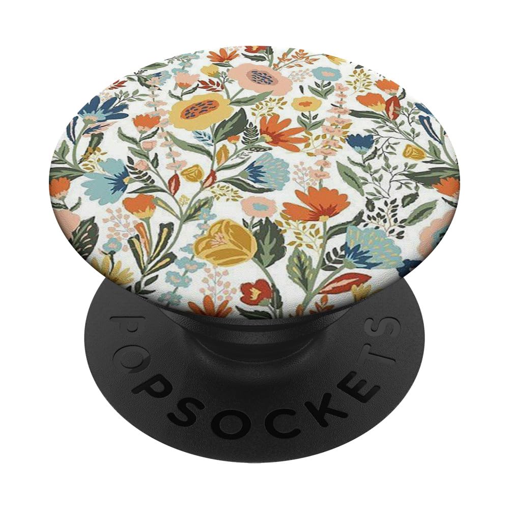 Cute Floral Teal Hibiscus Pattern On White Pop Mount Socket Popsockets Popgrip: Swappable Grip For Phones & Tablets Popsockets S