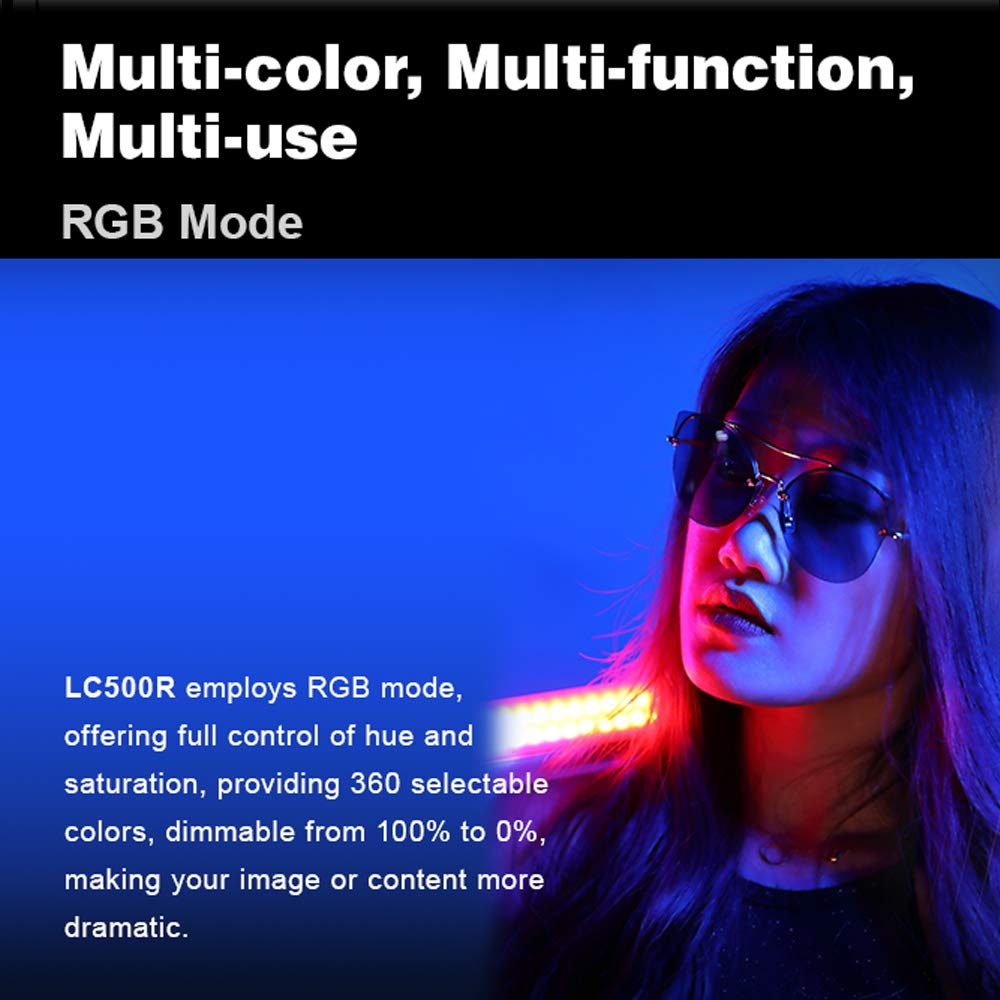 Godox Lc500R Rgb Led Light Stick, 2500K 8500K Adjustable, 360 Full Color, 14 Fx Lighting Effects, Cri 96 Tlc I98 Accurate Color,