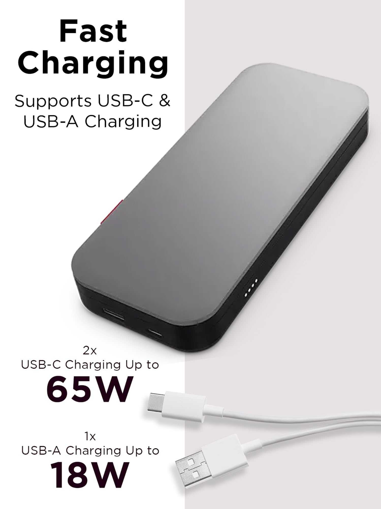 Lenovo Go Usb C Laptop Power Bank (20000 Mah)   65W   Usb C And Usb A Ports   Fast Charging Portable Power Station With Integrat