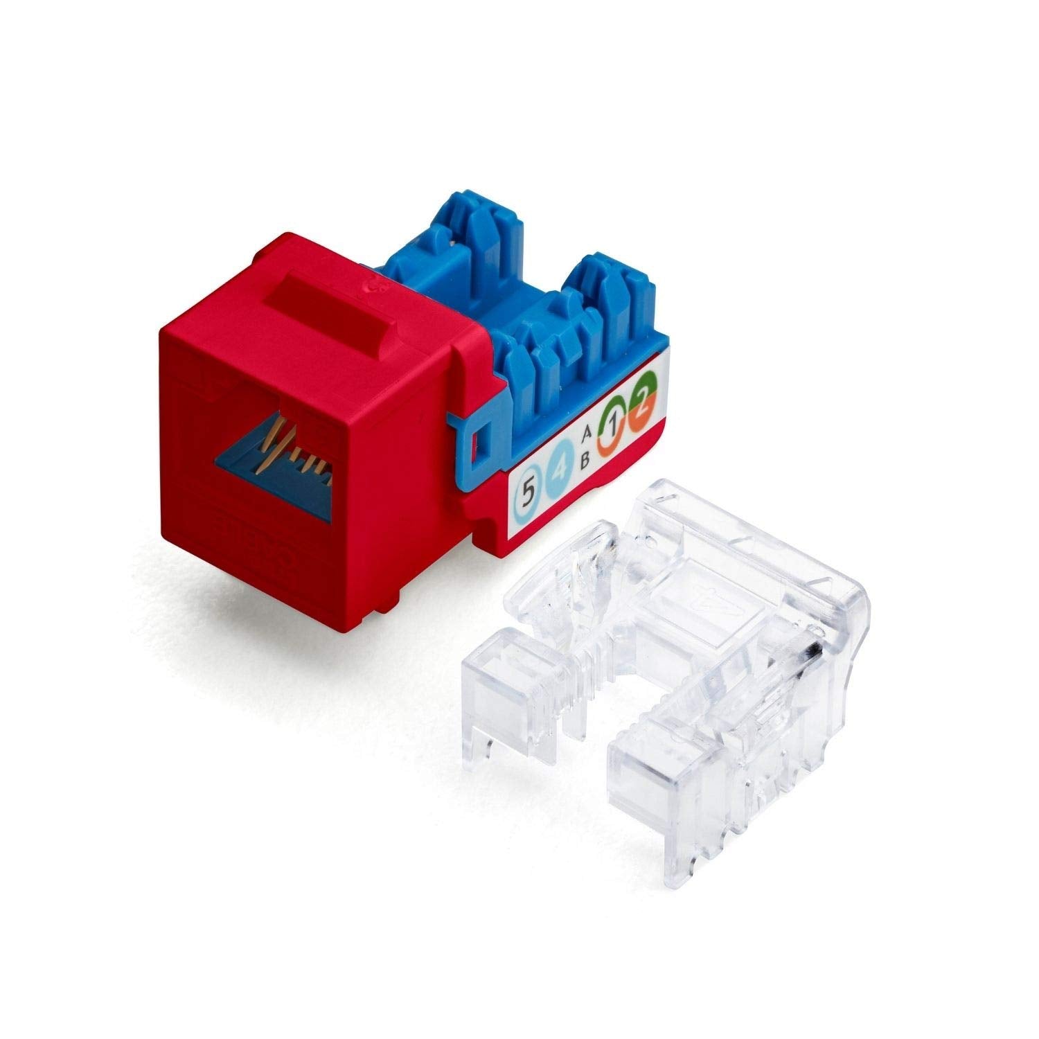 Truecable Cat6 Keystone Jack, Unshielded (Utp), 90 Degree Punch Down, Poe++ (4Ppoe) 100W, Ul Listed, Etl Verified, Ansi/Tia Certified, Modular Rj45 Female, Red, 24 Pack