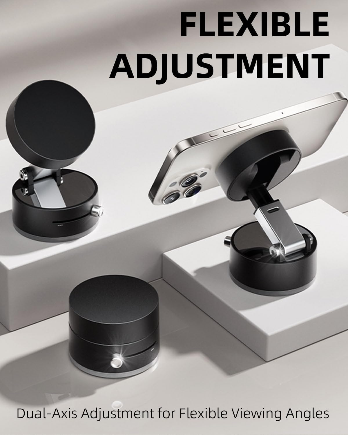 Quyee Upgraded For Magsafe Suction Cup Phone Mount/Shower Phone Holder Airplane Travel Vacation Essentials Magnetic Mirror Phone