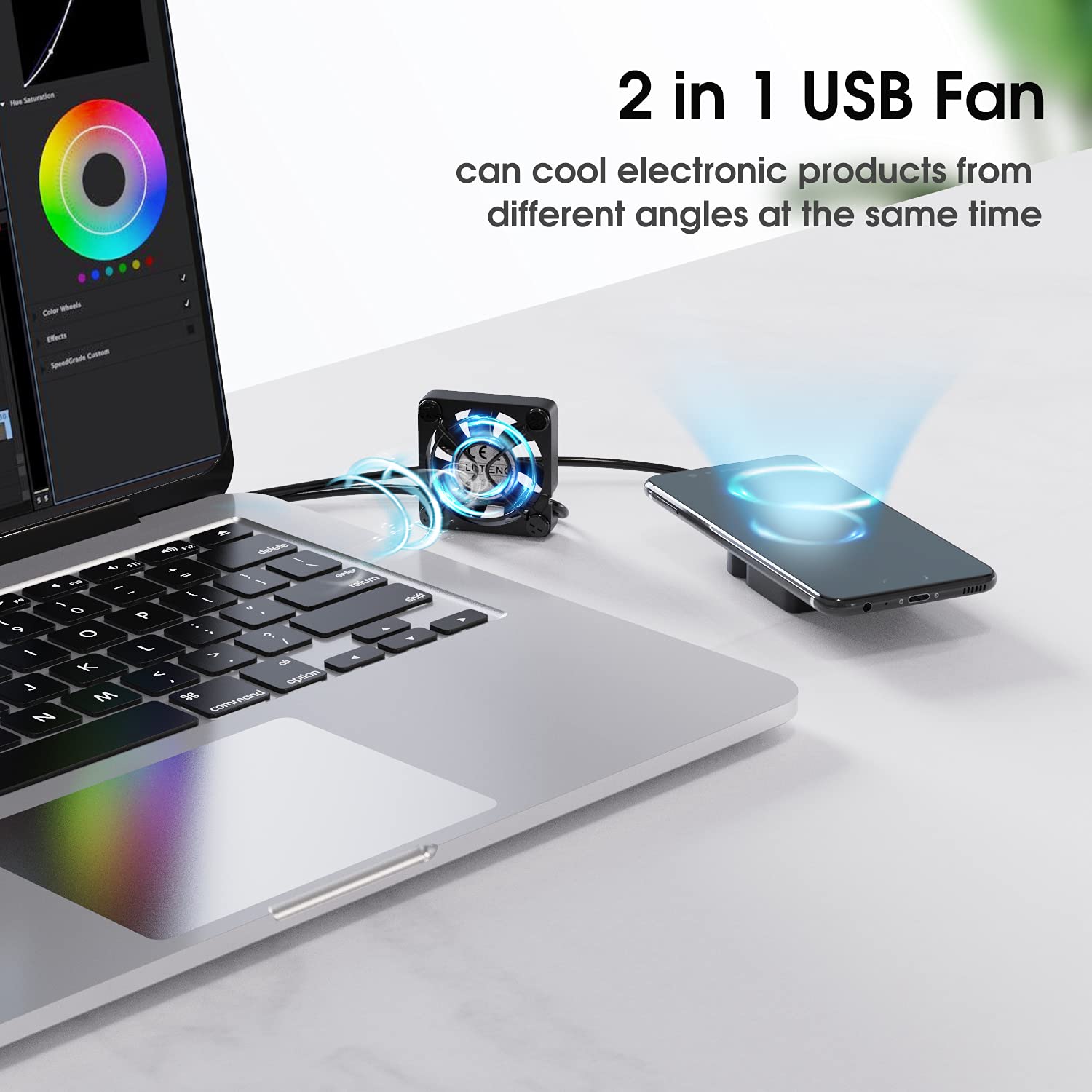 Eluteng Dual 40Mm Usb Fan With 3 Speeds Adjustable 5V Pc Fan Max 5500Rpm 40Mm * 40Mm * 25Mm Mini Case Fan Quiet Computer Fan Com