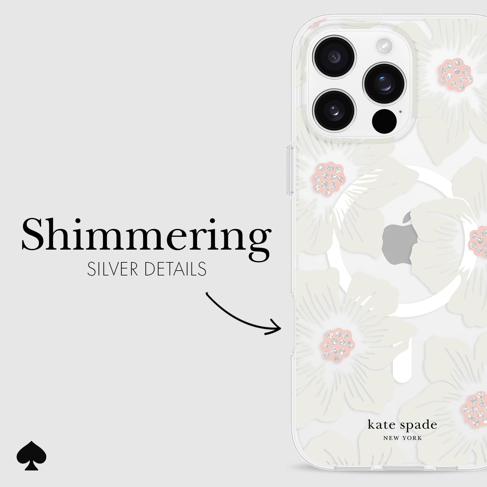 Kate Spade New York Iphone 16 Pro Max Case   Compatible With Magsafe   Designer Phone Case   Hollyhock Cream Floral