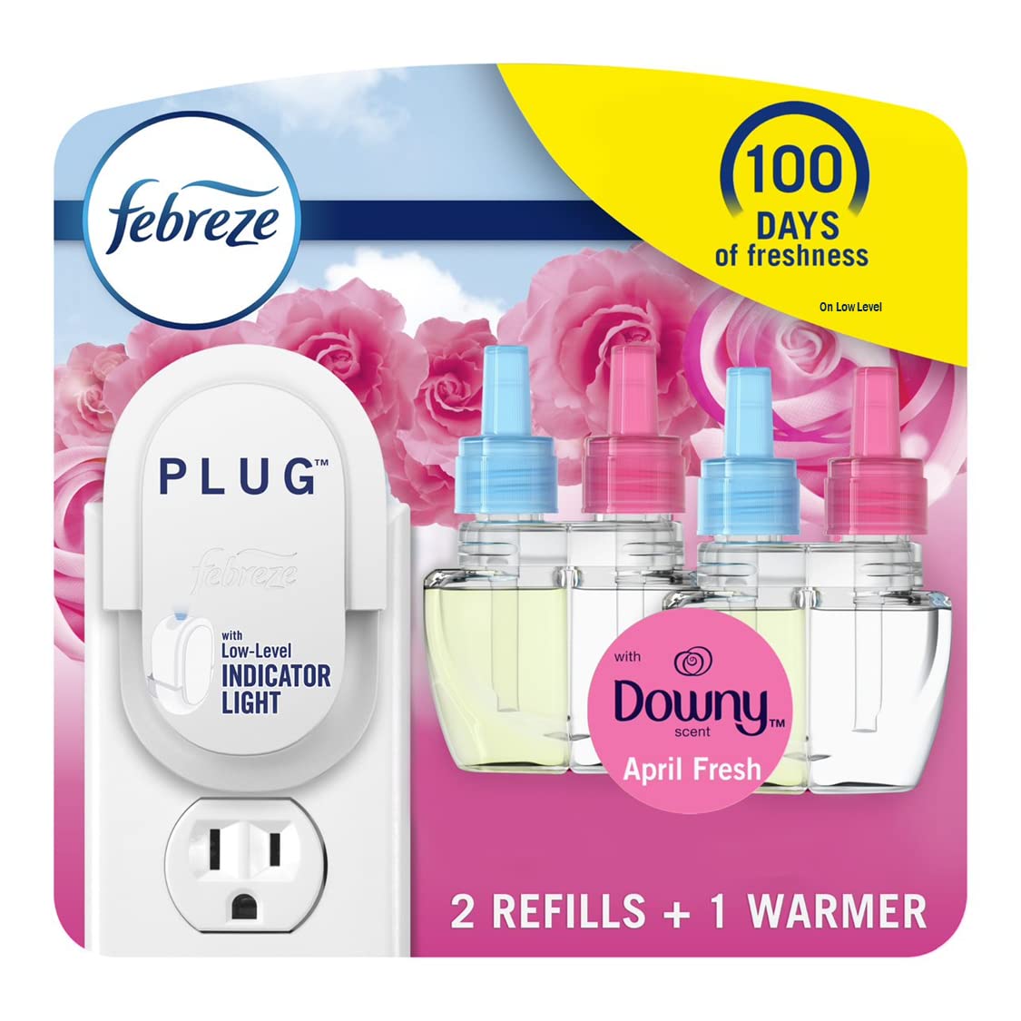 Febreze Air Freshener Plug In, Wall Diffuser, Plug In Air Fresheners For Home, Downy April Fresh Scent, Odor Fighter For Strong