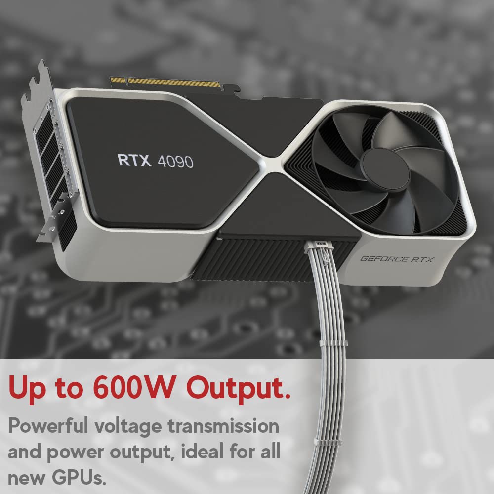 Linkup   Ava Pcie 5.0 4 X 8Pin To 12Vhpwr (16Pin / 12+4) 16Awg Sleeved High Current Power Cable Extension For Rtx4000   Pcie 4.0