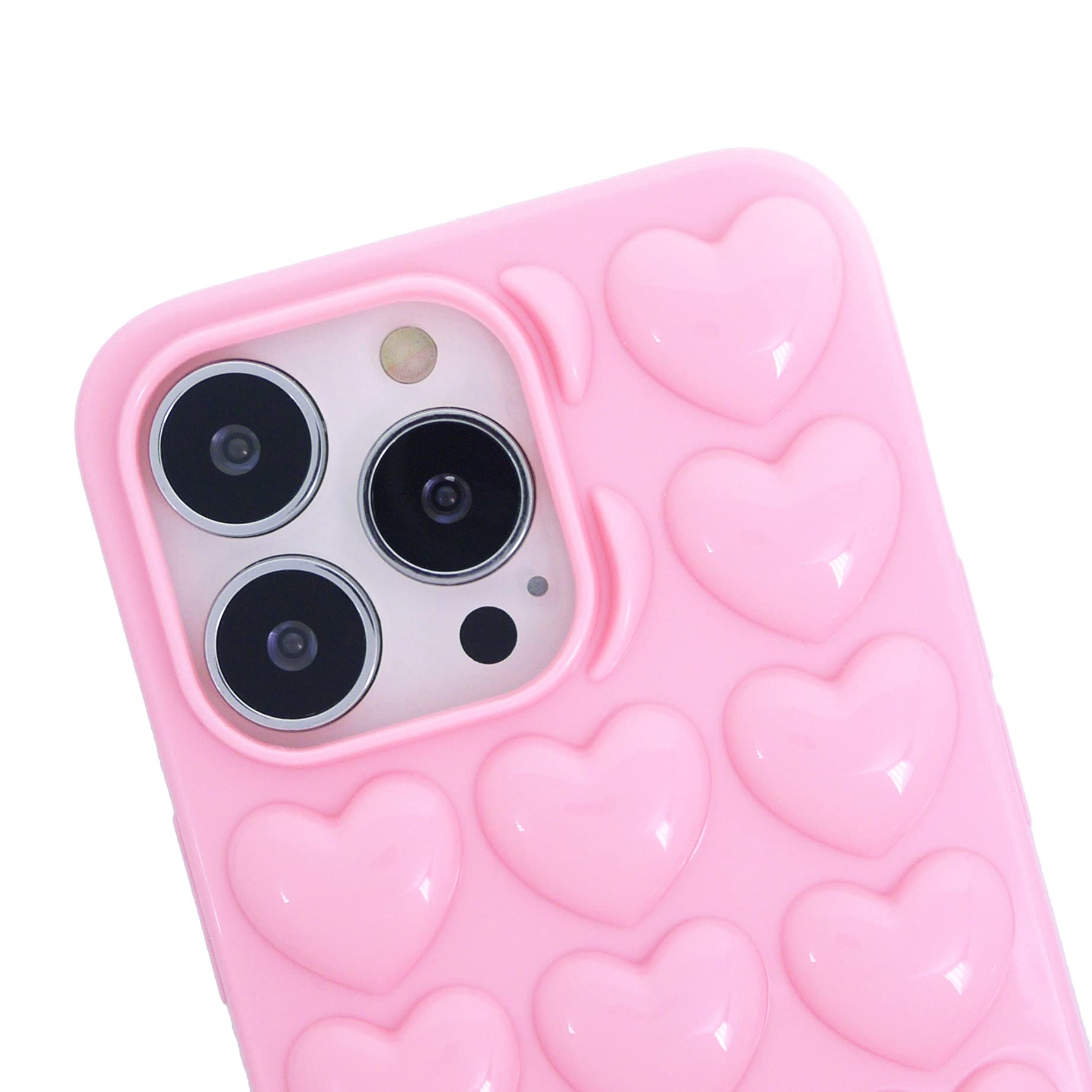 Dmaos Iphone 13 Case For Women, 3D Pop Bubble Heart Kawaii Gel Cover, Cute Girly For Iphone13 6.1 Inch - Baby Pink