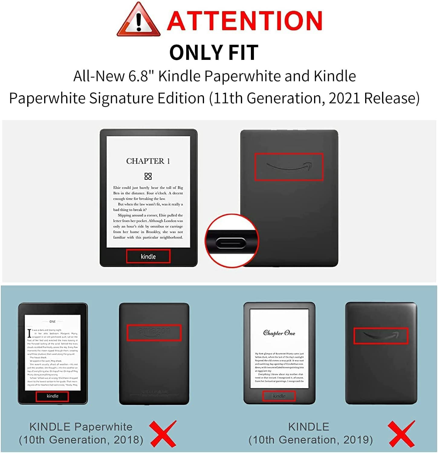 Case For 6.8 Kindle Paperwhite (11Th Generation 2024/2023/2021) & Signature Edition, Pu Leather Adjustable Stand Kindle Cover, W