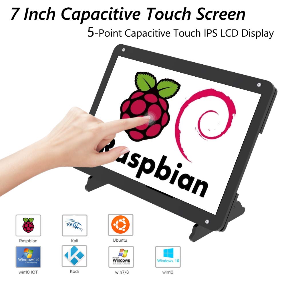 7 Inch Touch Screen Monitor For Raspberry Pi, Portable Ips Display Hdmi 1024 * 600 Touchscreen With Acrylic Case, Second Monitor