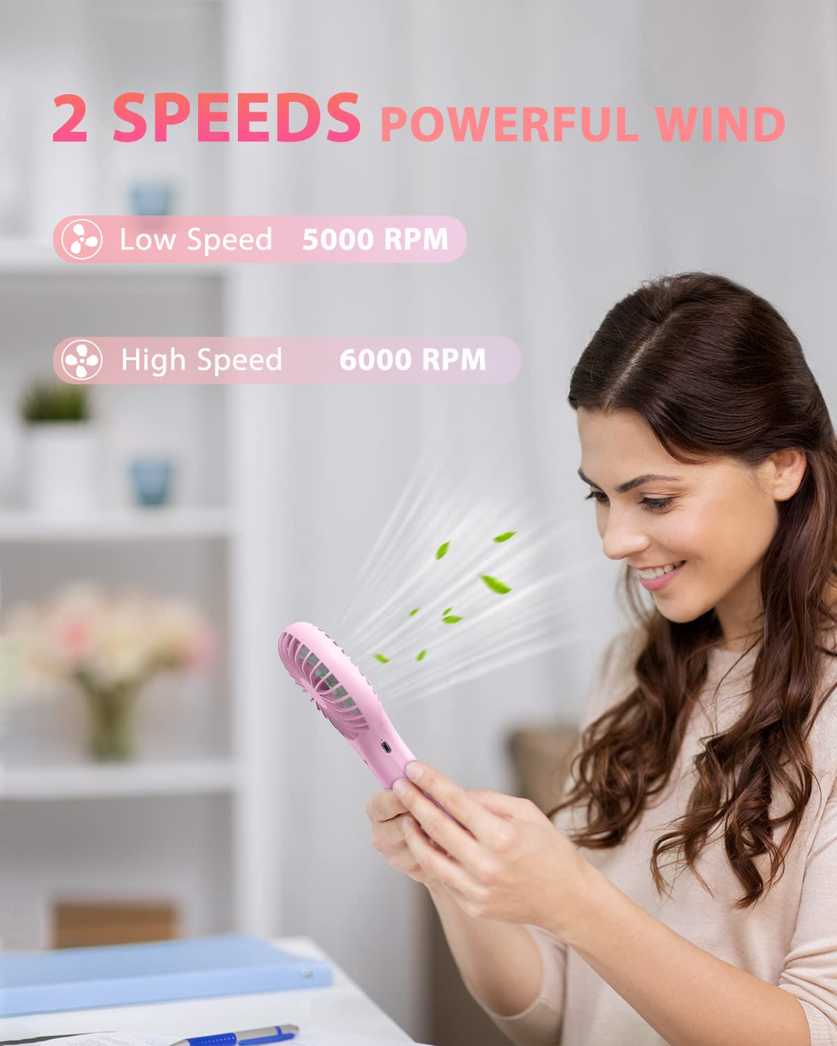 Tripole Mini Handheld Fan 5000Mah Battery Operated Small Fan 2 Speeds Powerful Personal Portable Fan Usb Rechargeable Electric F