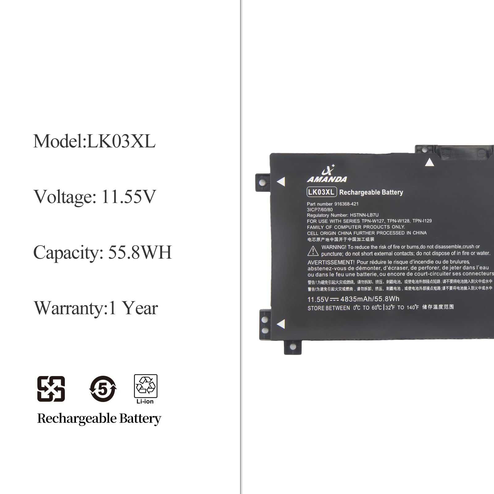 A Amanda L09281 855 Lk03Xl Battery Replacement For Hp Envy X360 15M Cn0012Dx 15M Cn0Xxx 15M Bp1Xx 15M Cn0011Dx 15M Bq121Dx 15 Cp