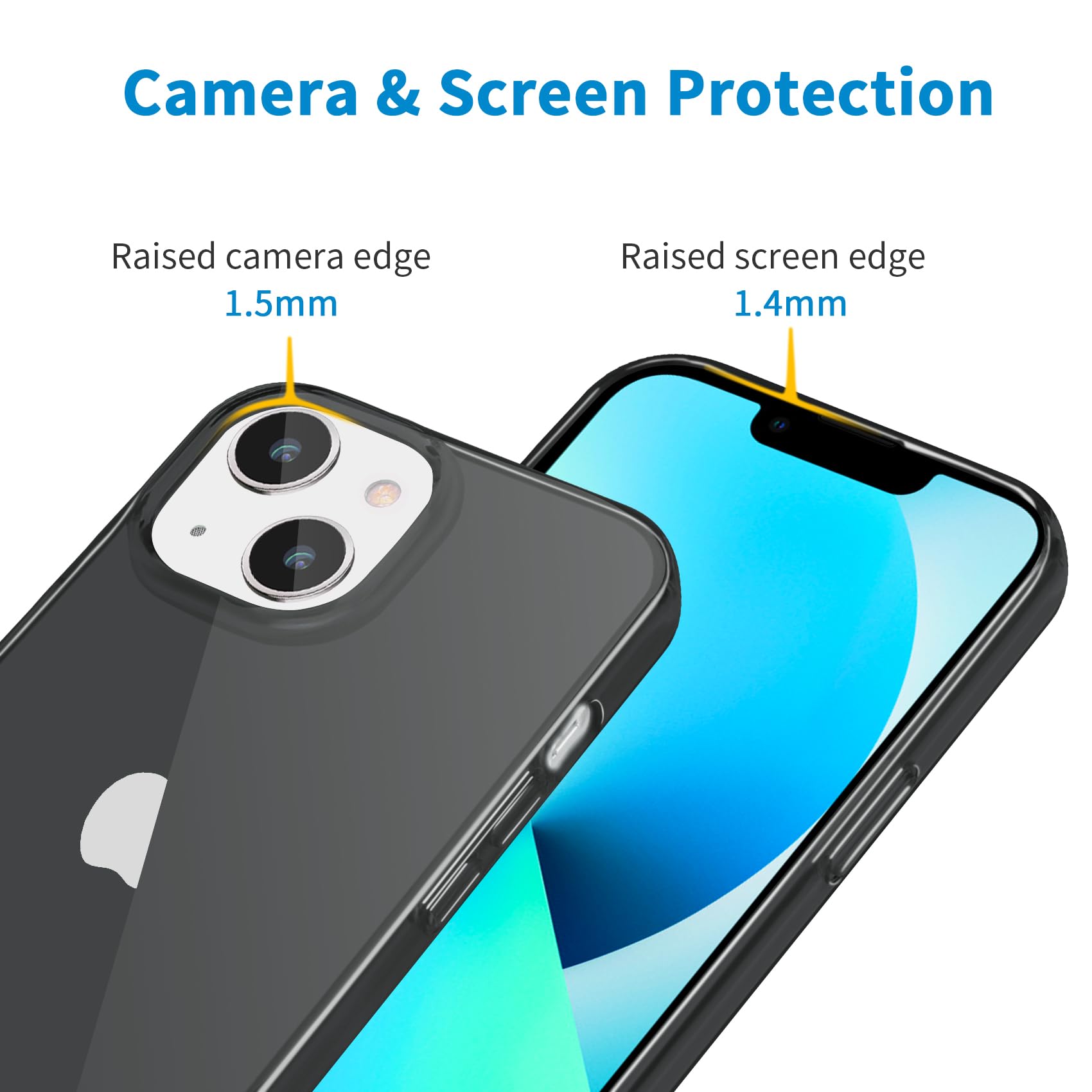 Jjgoo Compatible With Iphone 13 Case, Clear Black Soft Shockproof Protective Slim Thin Phone Bumper Cover For Iphone 13 6.1 Inch