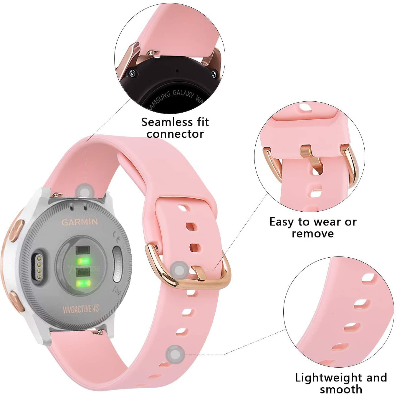 Vicrior Bands Compatible With 18Mm Garmin Vivoactive 4S 40Mm / Venu 2S Smart Watch, Quick Release Soft Silicone Fadeless Pattern