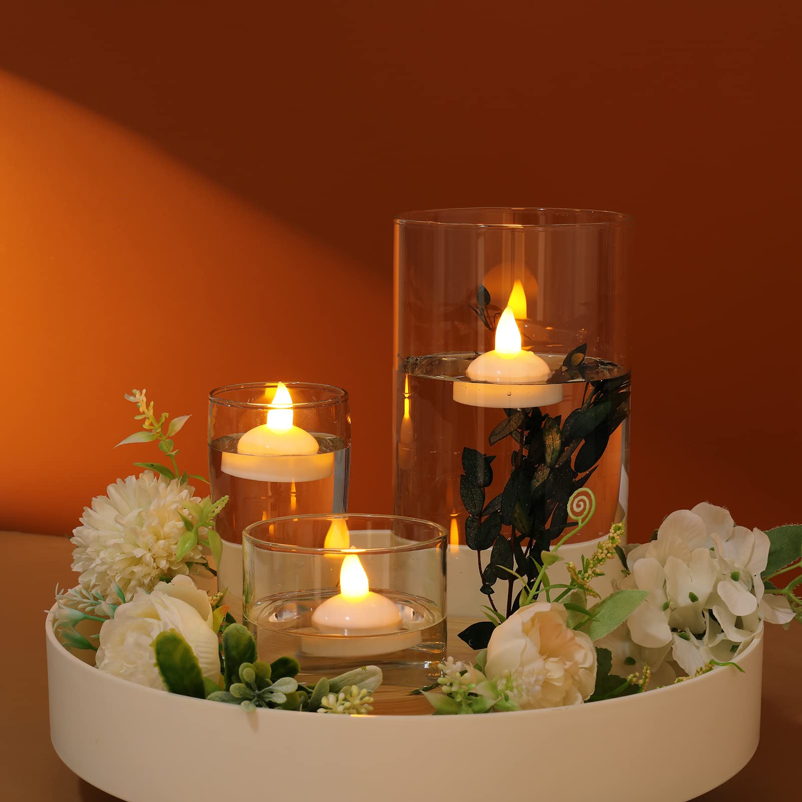 12 Pack Waterproof Flameless Floating Tealights, Christmas Battery Tealights, Battery Operated Flickering Floating Tea Lights Ca