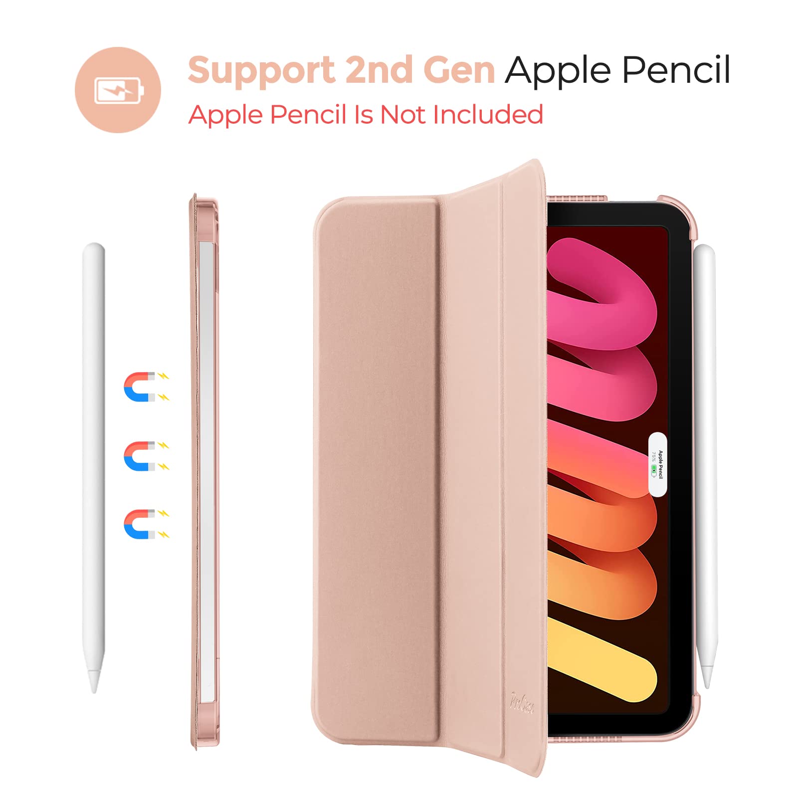 Procase Smart Case For Ipad Mini 6 8.3 Inch 2021 Ipad Mini 6Th Generation Case, Hard Back Cover Cases For 2021 Ipad Mini 8.3' 6Th Gen A2567 A2568 A2569  Rosegold