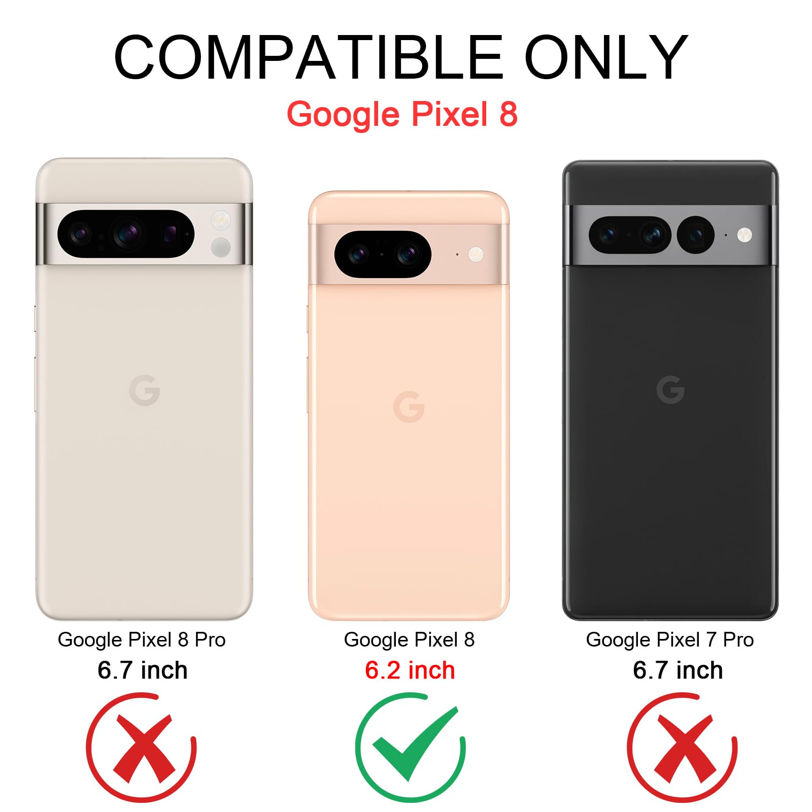 I-Honva For Google Pixel 8 Case Shockproof Dust/Drop Proof 3-Layer Full Body Protection [Without Screen Protector] Rugged Heavy