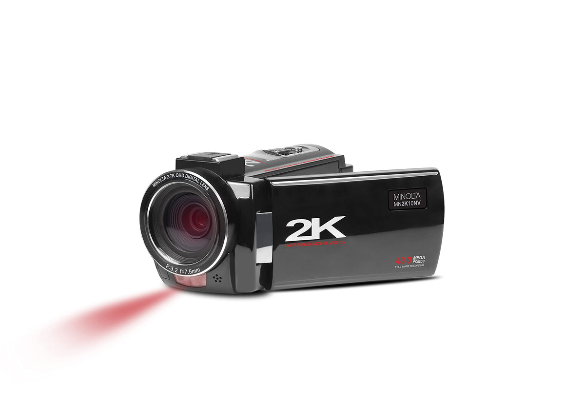 Minolta 2K Ultra Hd Camcorder With Infrared Night Vision Mn2K10Nv, Black