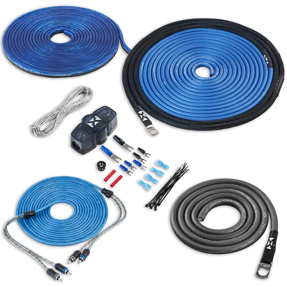 Nvx True 8 Gauge Awg 100% Ofc Complete Amplifier Wiring Kit With 2 Channel Rca Cable   Xkit82