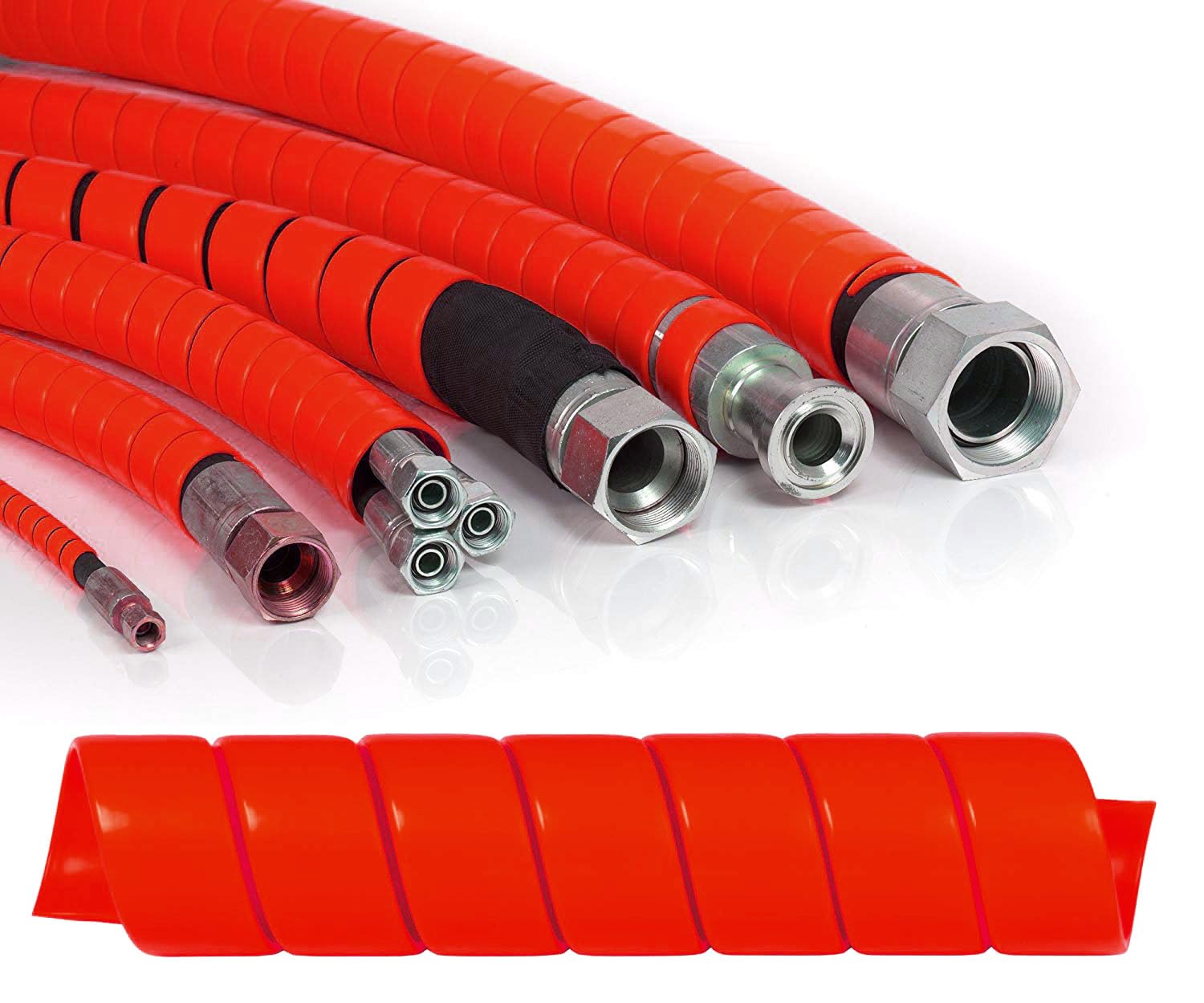 Electriduct 1/2 Inch Heavy Duty Spiral Wrap Hdpe Flexible Plastic Cable Sleeve Hose Protector 10 Feet   Red