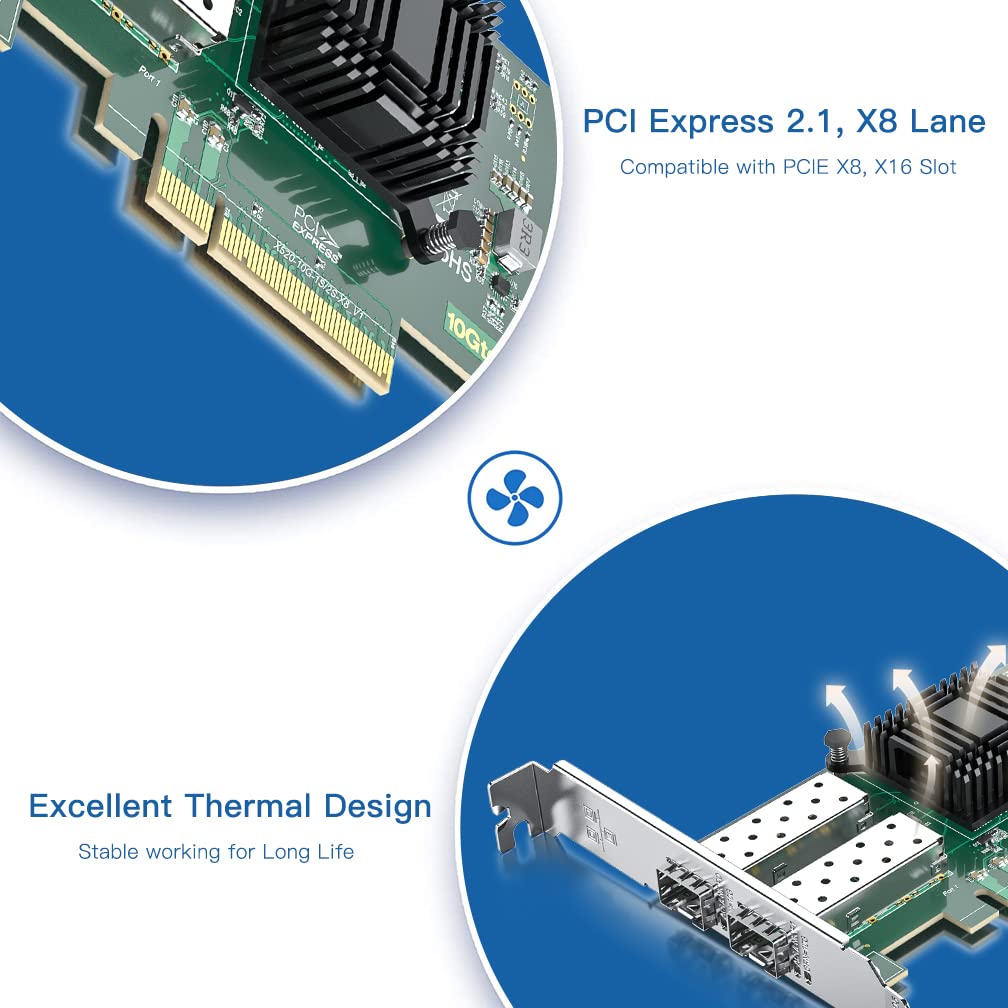 10Gb Sfp+ Pci E Network Card Nic, Compare To Intel X520 Da2, With Intel 82599Es Chip, Dual Sfp+ Port, Pci Express X8, Ethernet C