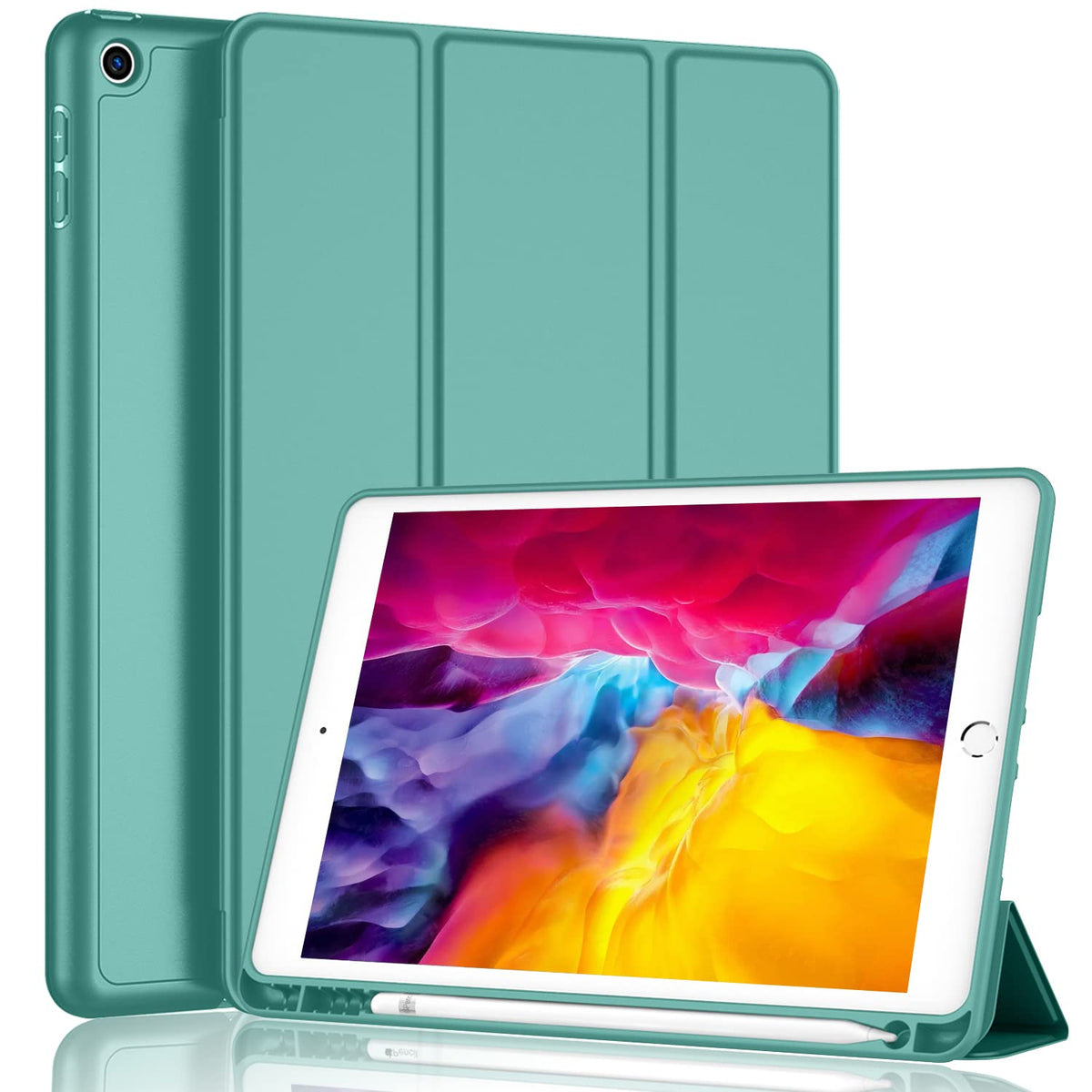 Imieet Ipad 9.7 Case (2018/2017 Model, 6Th/5Th Generation), Smart Cover With Pencil Holder And Soft Baby Skin Silicone Back And Full Body Protection, Auto Wake/Sleep Cover (Forest Green)