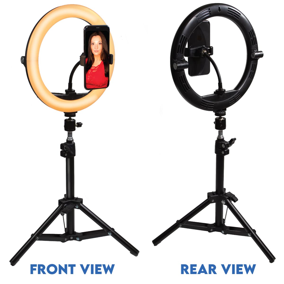 Dracast Halo Plus Series Led100 | 10'' Compact Foldable Dimmable Led Video Ring Light Kit With Phone Holder And Light Stand | Bi