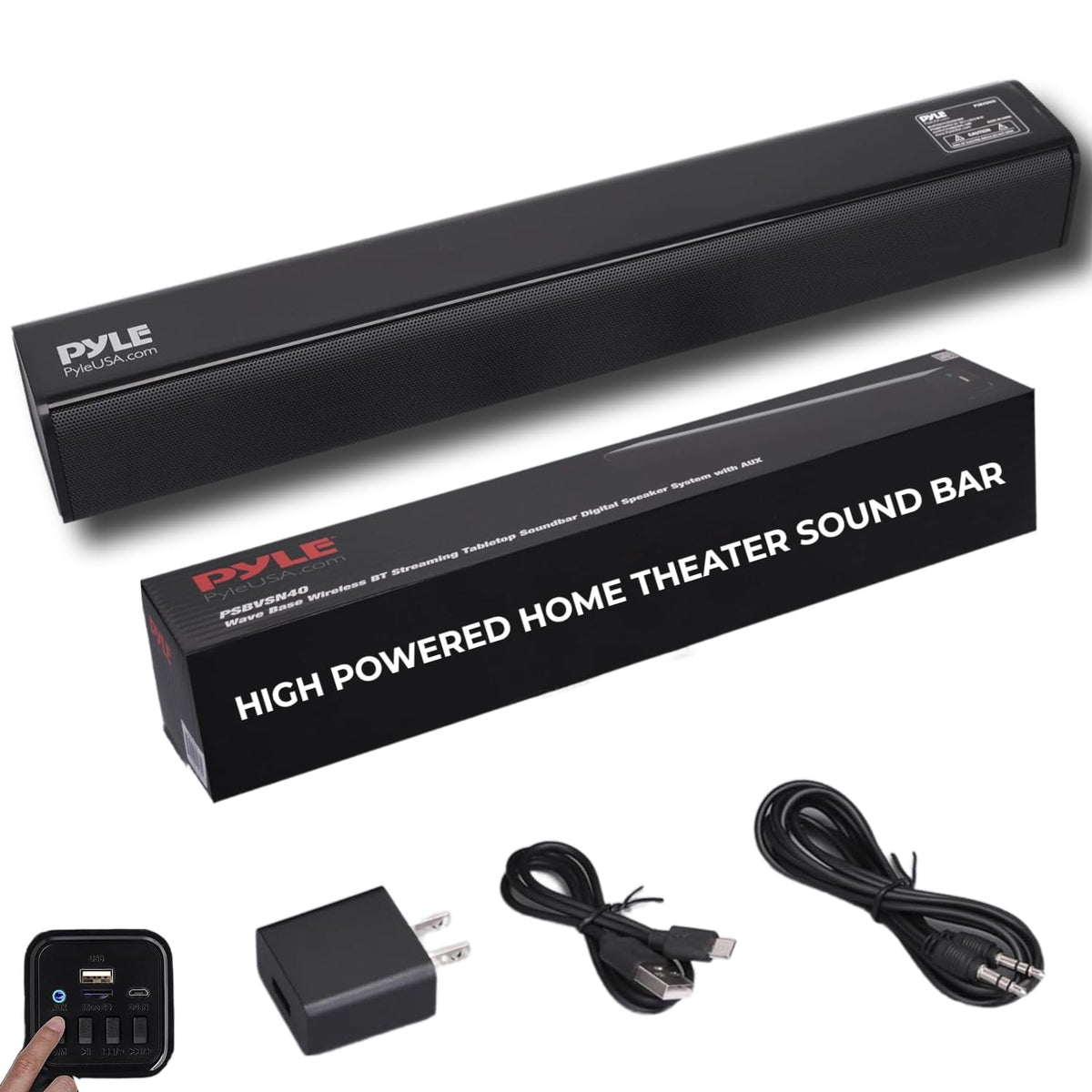 Pyle 2-Channel Tabletop Soundbar Digital Speaker System - Digital Amplifier With Dsp Streaming Tabletop Stand Mount Tv Digital S