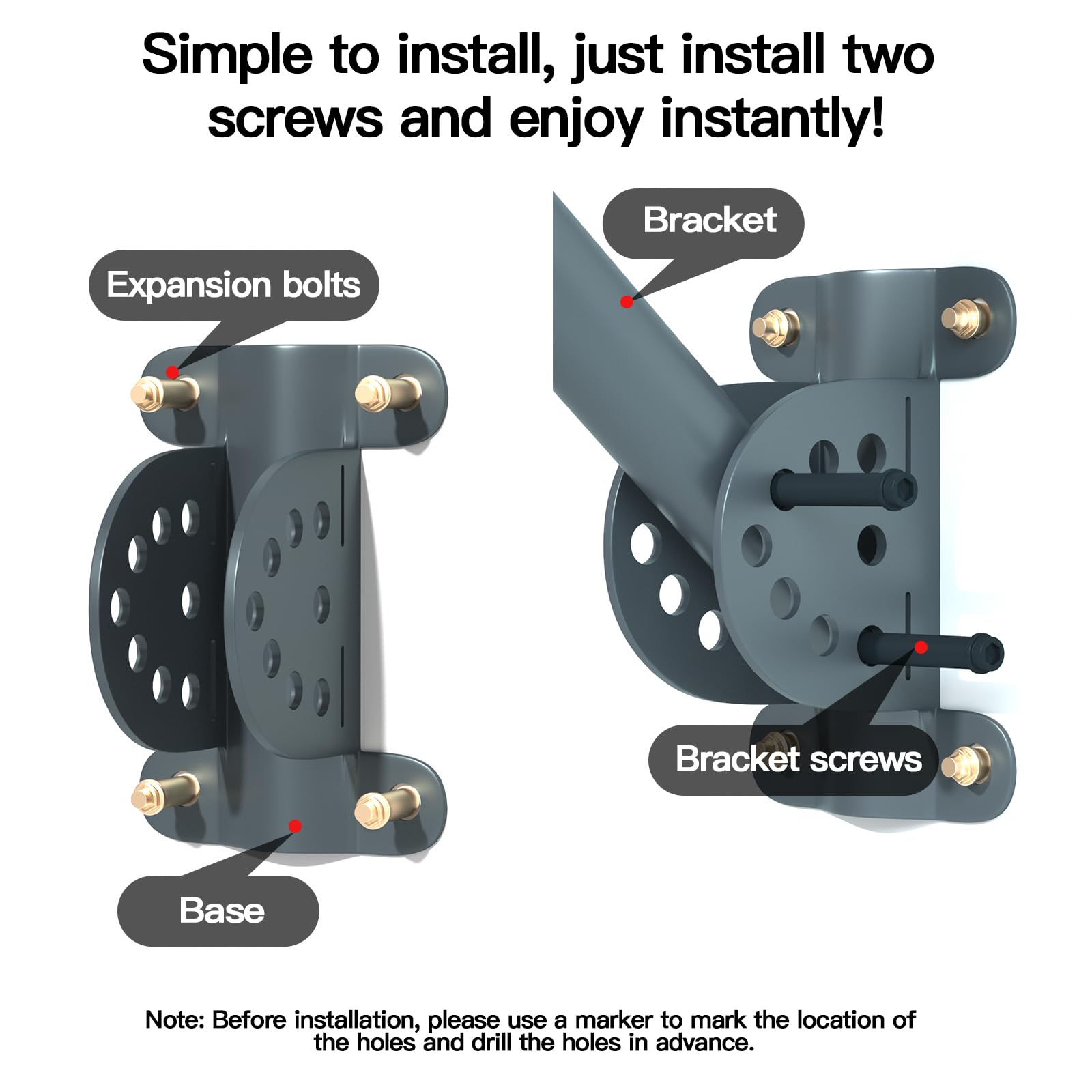 Foboull Adjustable Short Wall Mount For Starlink, Starlink Mounting Kit, Compatible With Starlink V2 Gen 2, Includes Starlink Ro